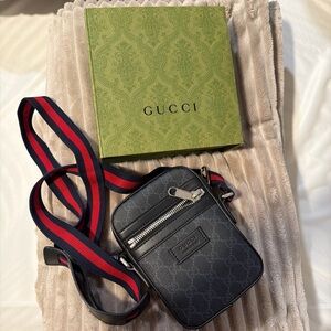 Gucci Black Bag with Red and Blue Strap AUTHENTIC